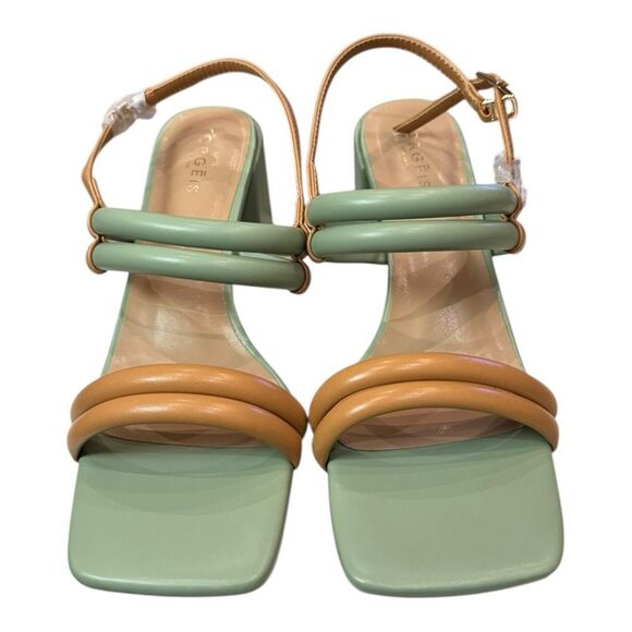 New TORGEIS Palm Women's Green Tan Slingback Adjustable Sandals 10 - Picture 4 of 6